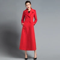 autumn and winter long woolen coat temperament slim double breasted womens lapel cashmere coat thickened