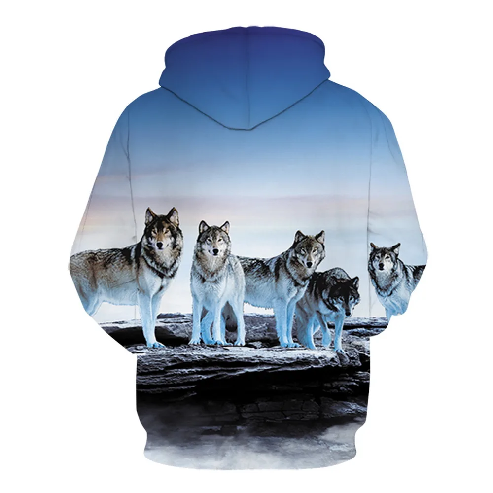 Три только волк 3dprinting толстовки Для мужчин женщин Толстовка со шляпой