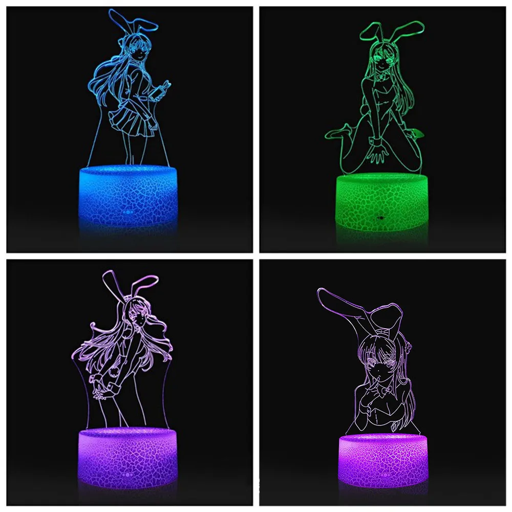 

Anime Led Night Light for Bedroom Decor Bunny Girl 3D Illusion Table Lamp Desktop Decoration Led Lampe Gifts for Friend