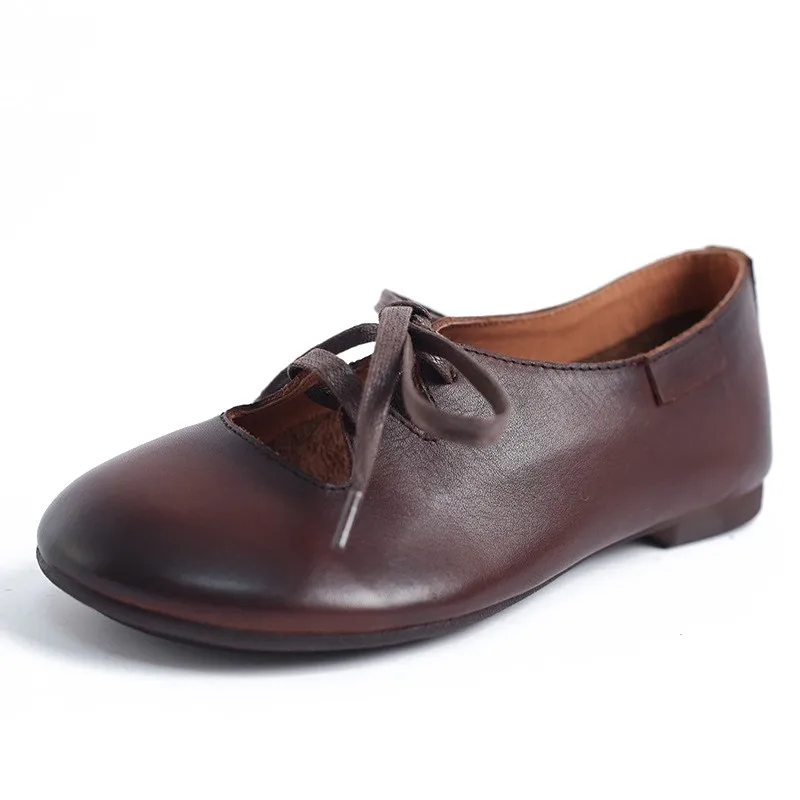 

Johnature Flats Women Shoes 2021 New Spring/Summer Lace-Up Concise Handmade Shallow Round Toe Leisure Soft Casual Ladies Shoes