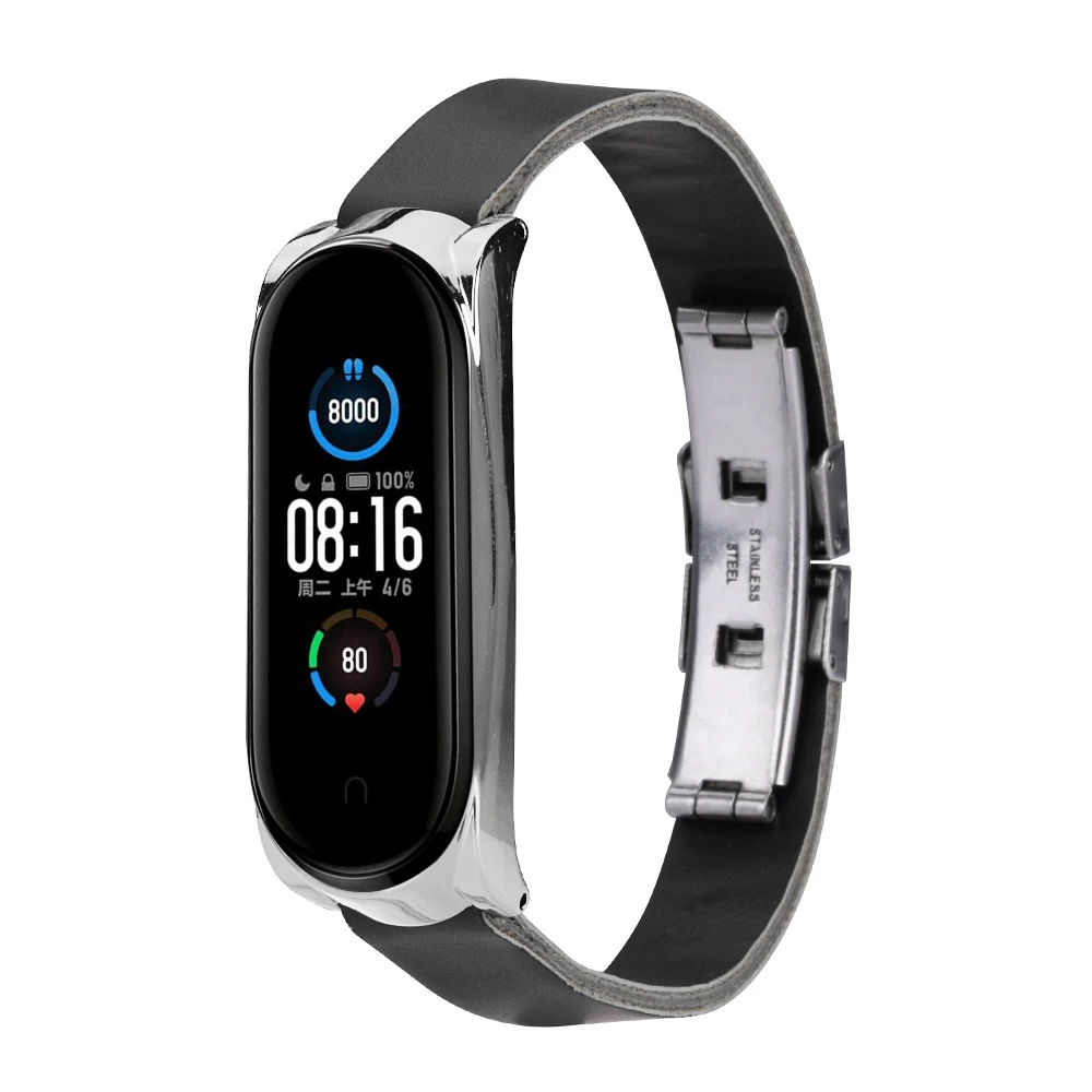 Ремешок из натуральной кожи для Mi Band 4 браслет в стиле ретро Xiaomi5 5 аксессуары