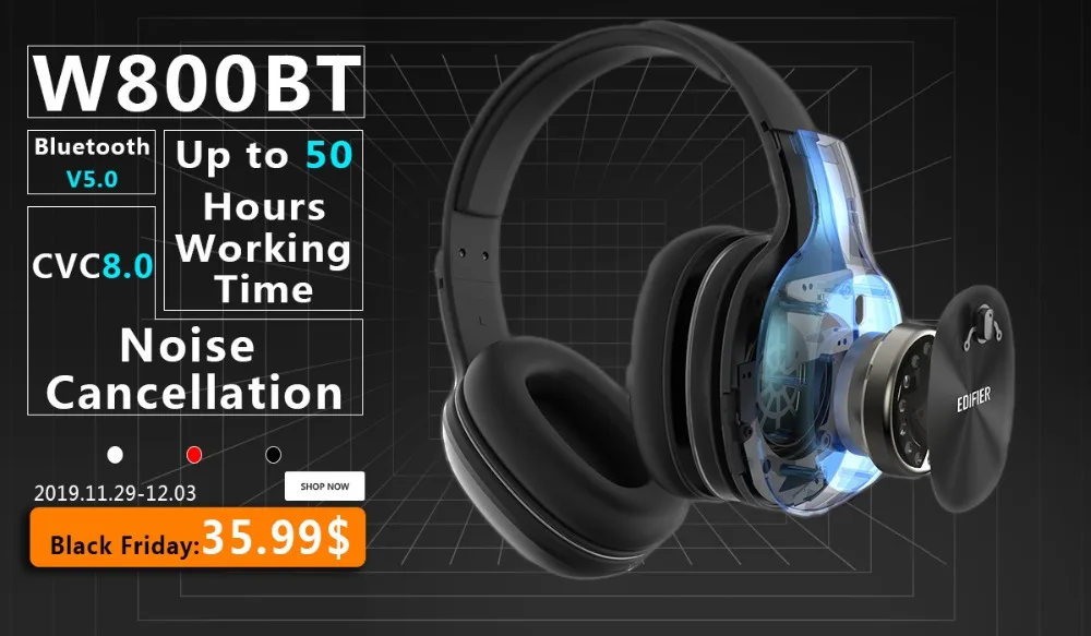 EDIFIER W860NB Bluetooth наушники с активным шумоподавлением ANC Bluetooth 4,1 сенсорный контроль двойной микрофон Поддержка aptX для xiaomi IOS