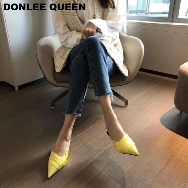 Шлепанцы женские в горошек брендовые Дизайнерские летние туфли шлепанцы с