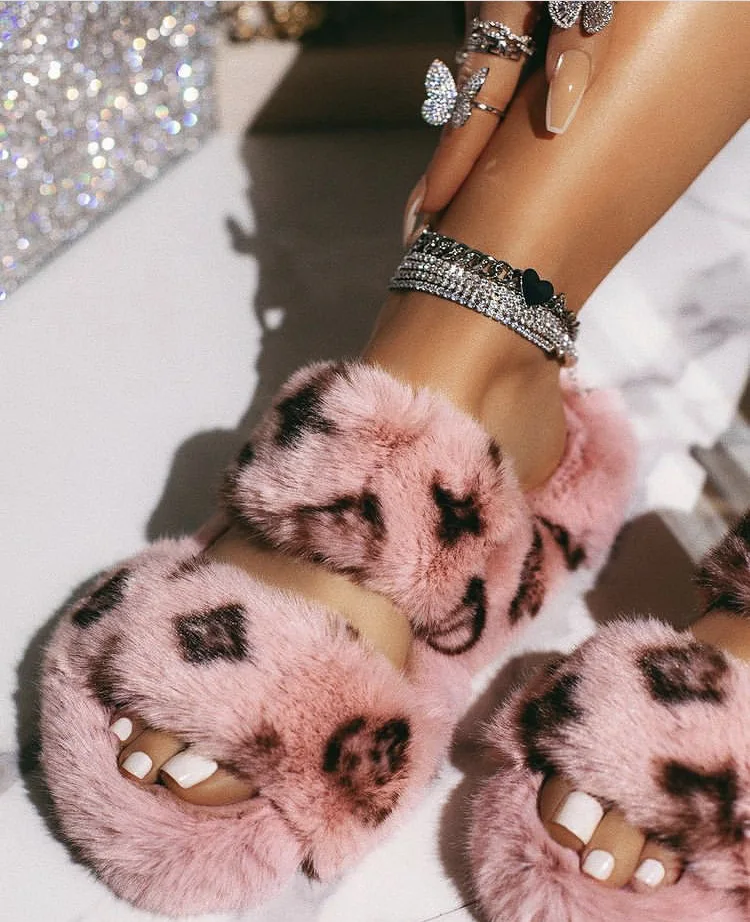 

2021 Women Winter Indoor Fur Slippers Home Full Soft Fluffy Plush Platform Flats Non-Slip Luxury Design Shoes Casual for Ladies
