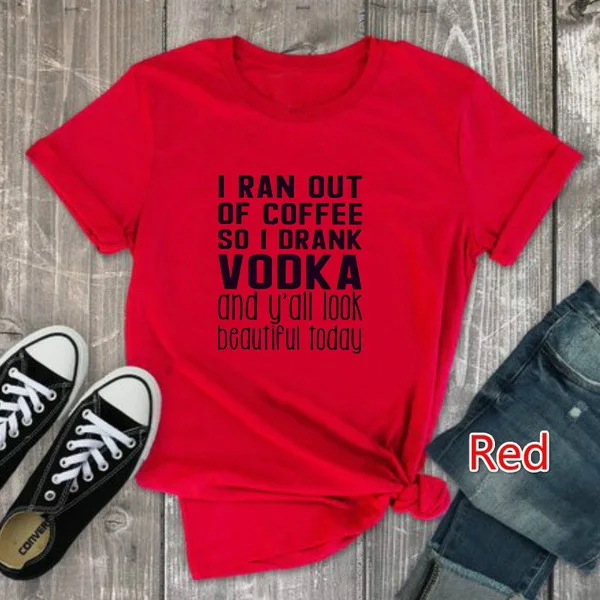 У меня закончился кофе с буквенным принтом Футболка для женщин коротким рукавом