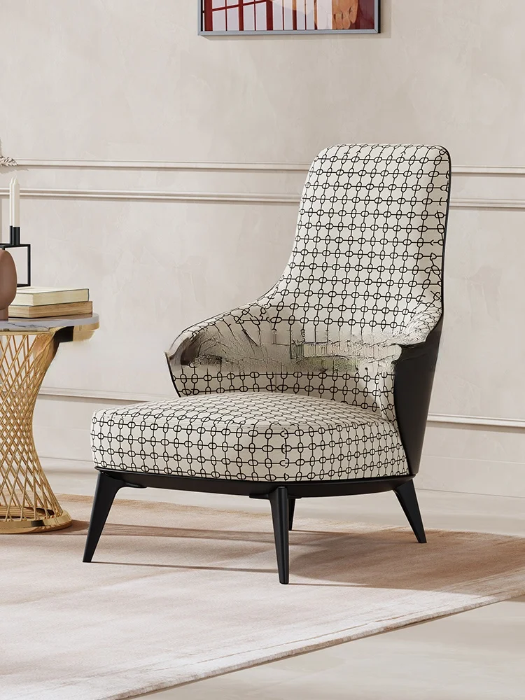 

TT Modern Simple and Light Luxury Plaid Chair Living Room Single-Seat Sofa Chair Leisure Recliner Home
