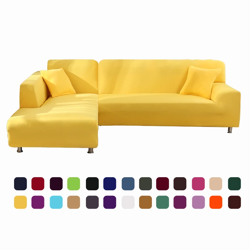 

solid color corner sofa covers for living room elastic spandex slipcovers couch cover stretch sofa towel L shape need buy 2piece