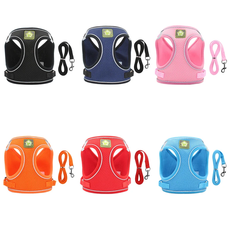 Светоотражающая шлейка для собак Воздухопроницаемый жилет маленьких поводок