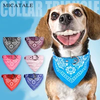 micatale adjustable dog bandana jacquard print pu leather neckerchief pet supplies soft cute cat puppy small dog collar scarf