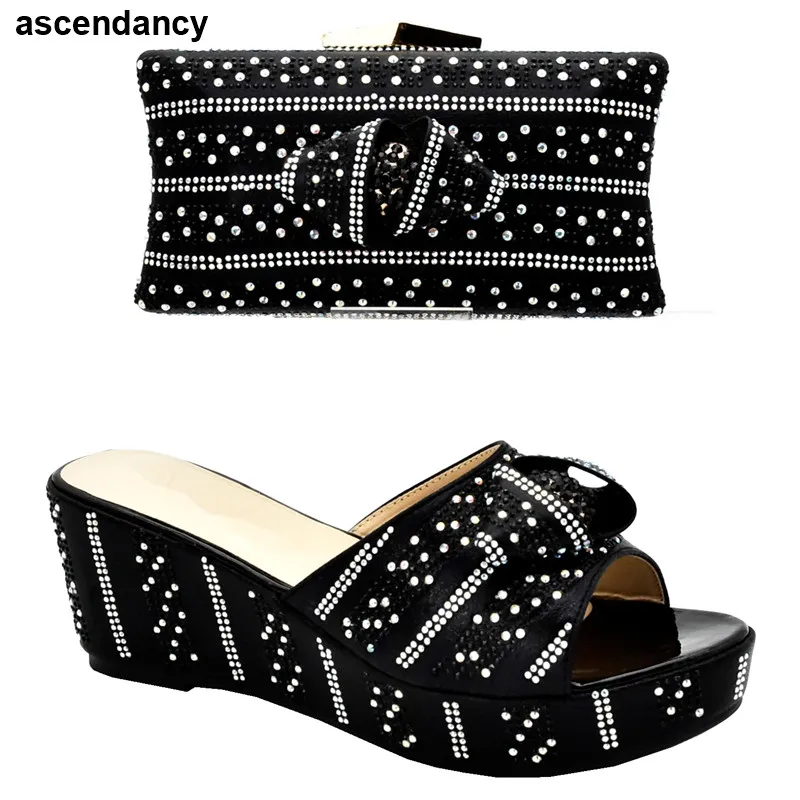 

Новые Итальянские женские туфли и сумки, подходящие к набору, украшенные стразы, Роскошные Искусственные туфли, женская обувь на каблуке