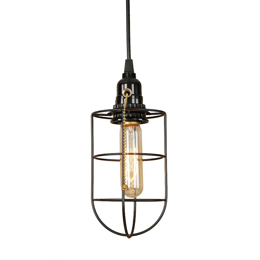 Черная Железная Подвесная лампа E27 в стиле индастриал потолочный светильник