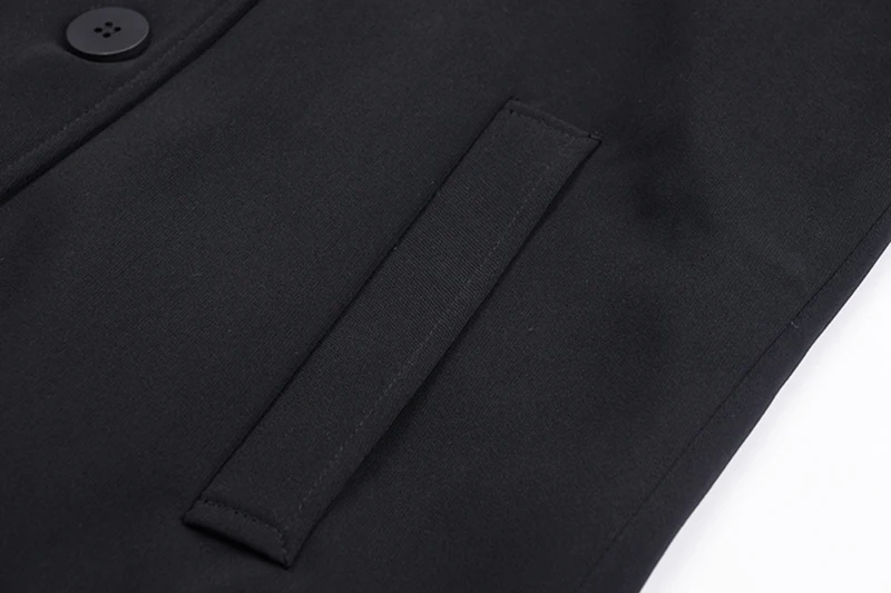 

[EAM] Women Black Belt Pocket Big Size Trench New Lapel Long Sleeve Loose Fit Windbreaker Fashion Spring Autumn 2021 1DD6680