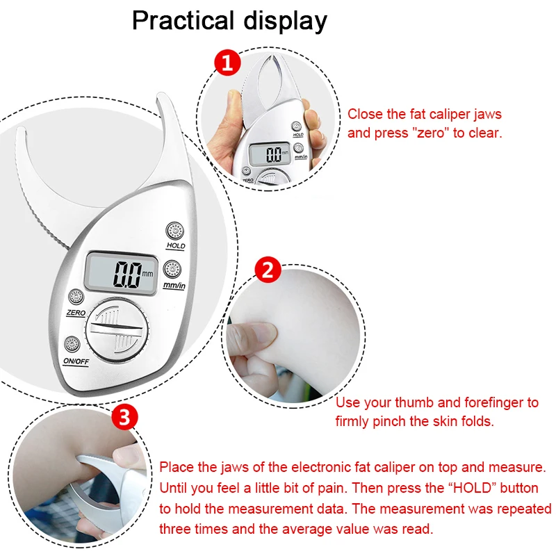 Skin Muscle Tester Scales Digital Measurement Body Fat Caliper Fitness fat Monitors Analyzer Slimming Measuring instruments | Инструменты