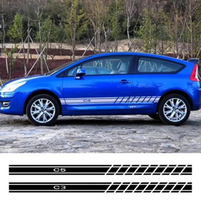 

2pcs Car Stickers Exterior Details Auto Trunk Side Vinyl Film For Citroen C4 C1 C5 C3 C6 C-ELYSEE VTS Car Body Decor Decals Car