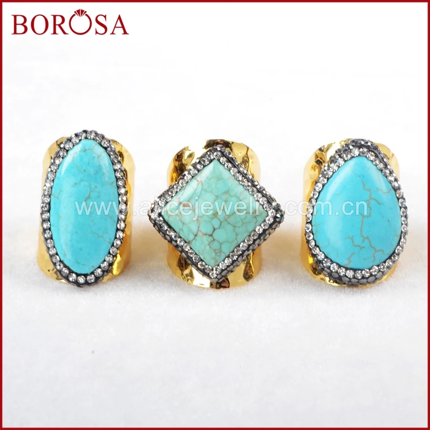 Женское кольцо BOROSA 10 шт. регулируемое с разноцветным кубическим цирконием