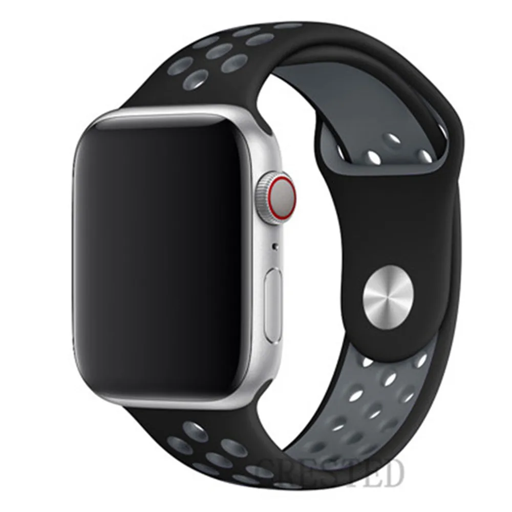 Ремешок для apple watch 5 4 3 ремешок 44 мм/40 мм iwatch ремешок 5 42 мм/38 мм correa силиконовый браслет аксессуары для часов - Цвет ремешка: black gray 8