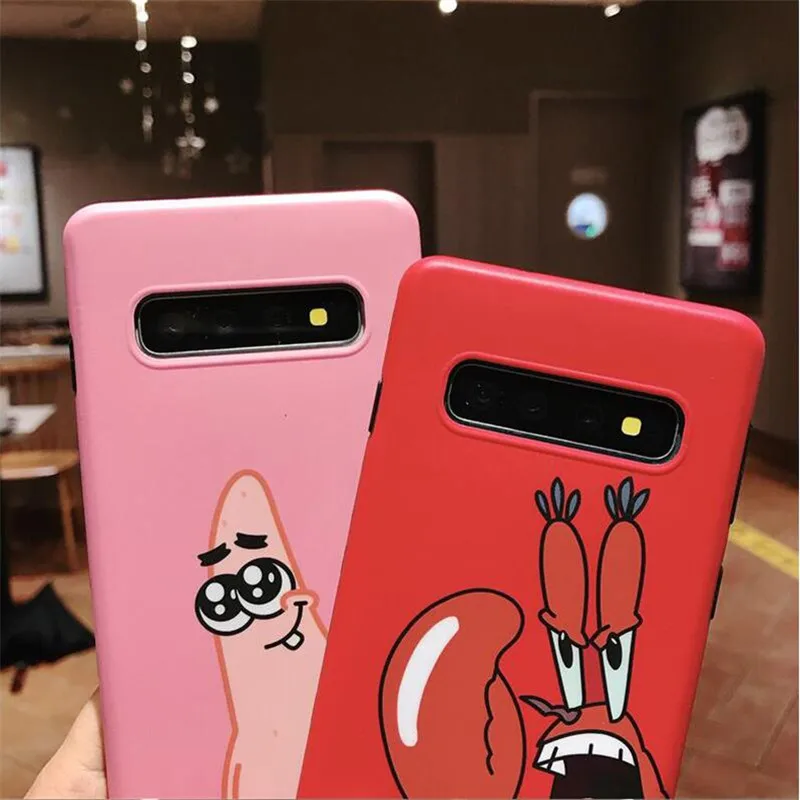 DISCASE Cute Patrick Star Krabs Spongebob Stars Soft Case For Samsung Galaxy S10 S8 S9 Plus Note 8 9 Cartoon Cover |