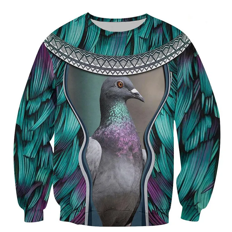 Новинка толстовка с капюшоном и 3D-принтом голубей модная мужская женская
