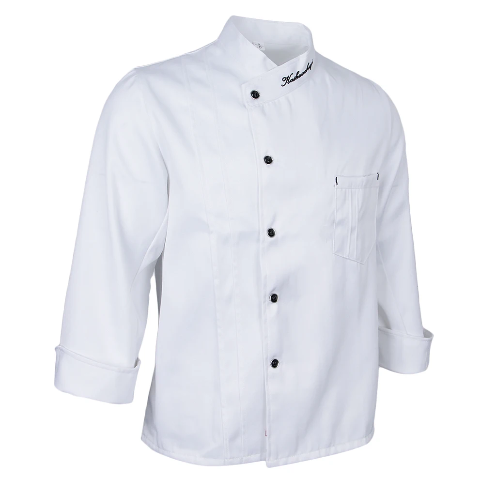 White XL Унисекс однобортный костюм повара с длинными рукавами одежда шеф-повара Униформа шеф-повара пальто - Цвет: White XL