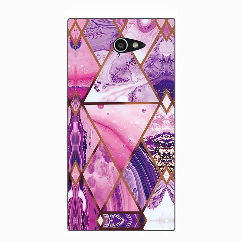 Мягкий чехол для телефона с геометрическим мрамором Sony Xperia M2 D2303 S50h D2305 D2306 цветная