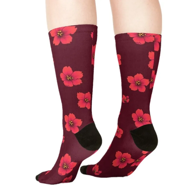 

2021 Women's socks kawaii Retro Floral Pattern printed Socks Women harajuku Happy Funny Novelty cute girl gift Socks for women