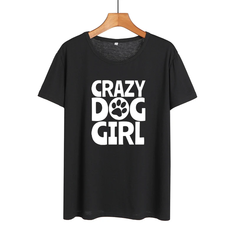 Женская футболка с надписью Lover Crazy Dog Girl Cute Animal Puppy Doggie Harajuku Tumblr|tumblr clothing|t-shirt women