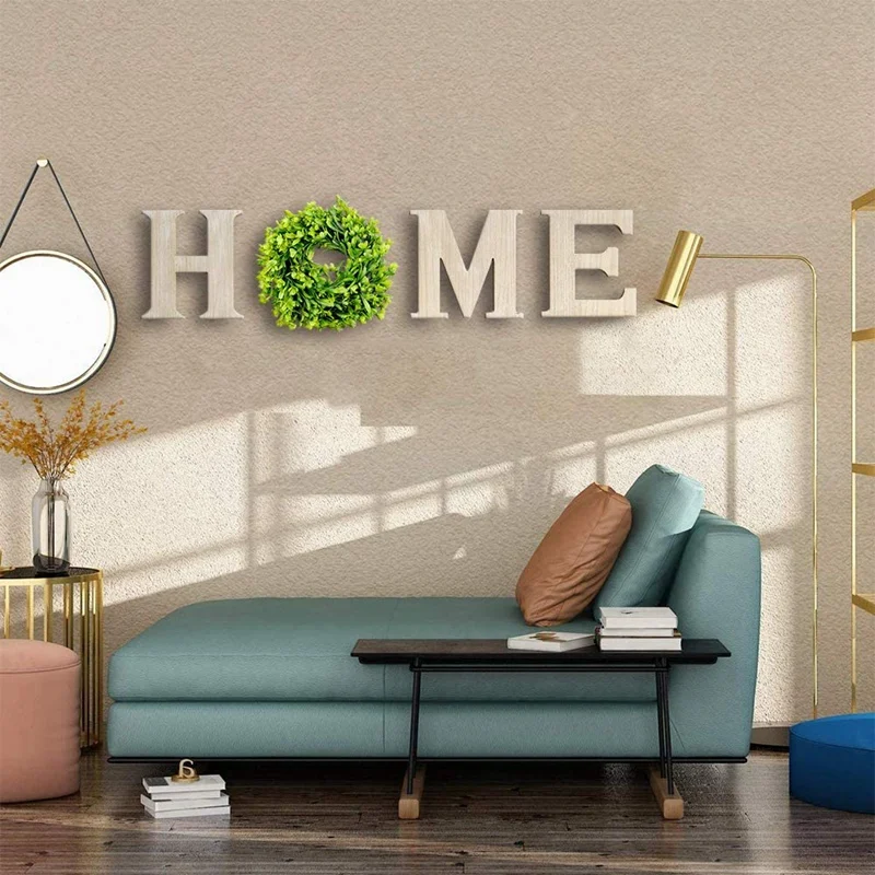 

Wooden Home Sign with Artificial Eucalyptus Wreath,Home Letters for Wall Hanging Decor for Living Room