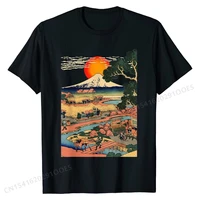 t shirt edo japan scenery sunset at mount fuji ukiyo tops tees special casual cotton men tshirts printed on