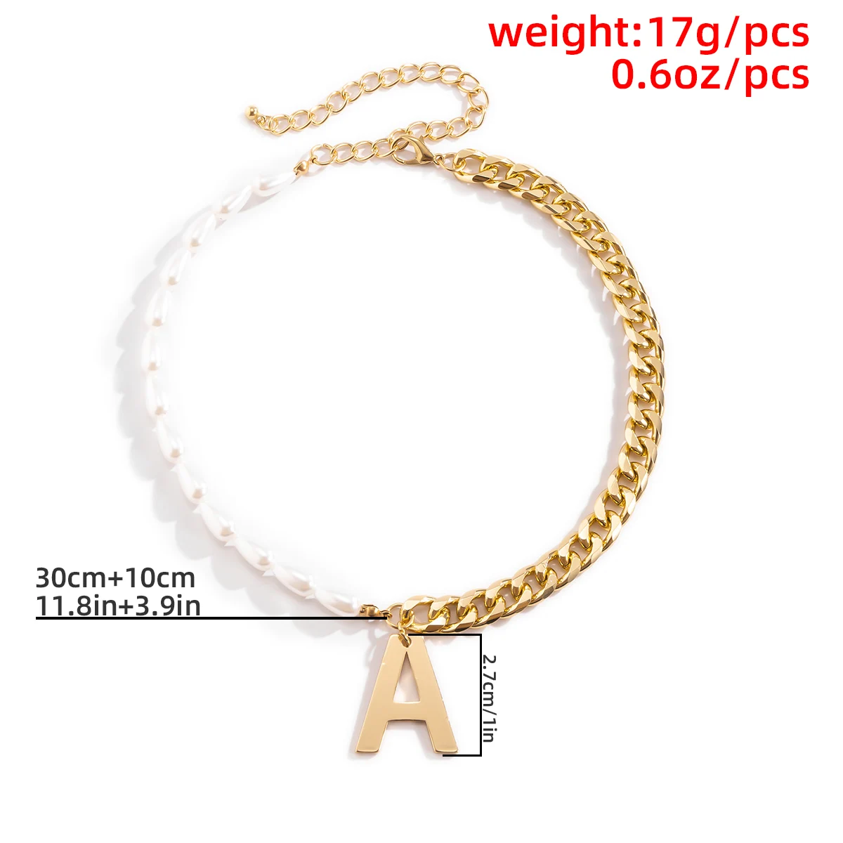 

Kpop Imitation Pearl Letter A Pendant Necklace for Women Vintage Gold Color Link Chain Necklace Punk Neck Chains Fashion Jewelry