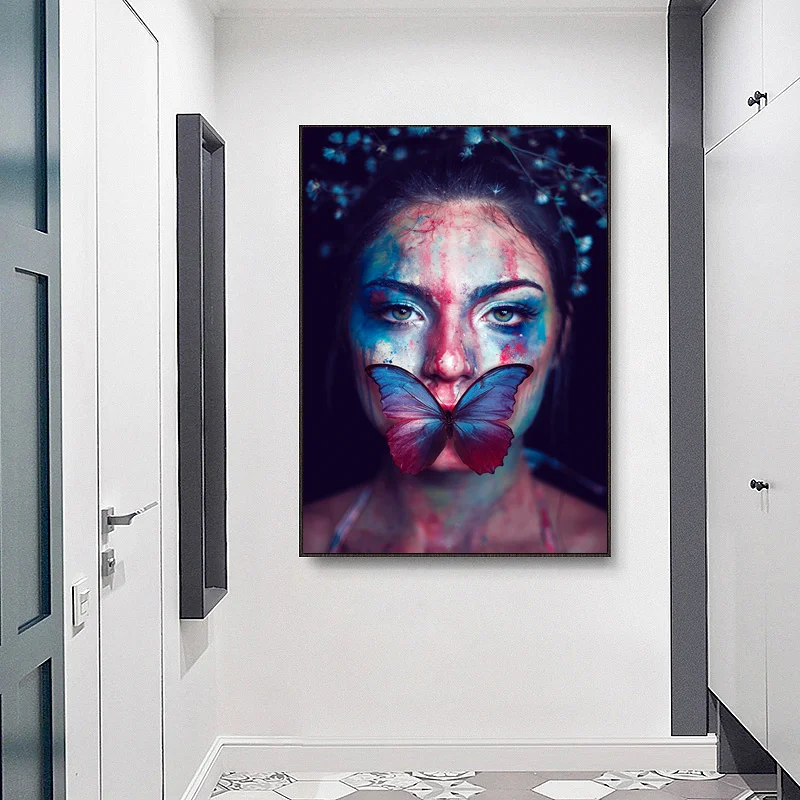 

Butterfly Nude Girl Art Woman Abstract Canvas Painting Wall Art Poster Print Modern Decorative Picture Living Room Decor