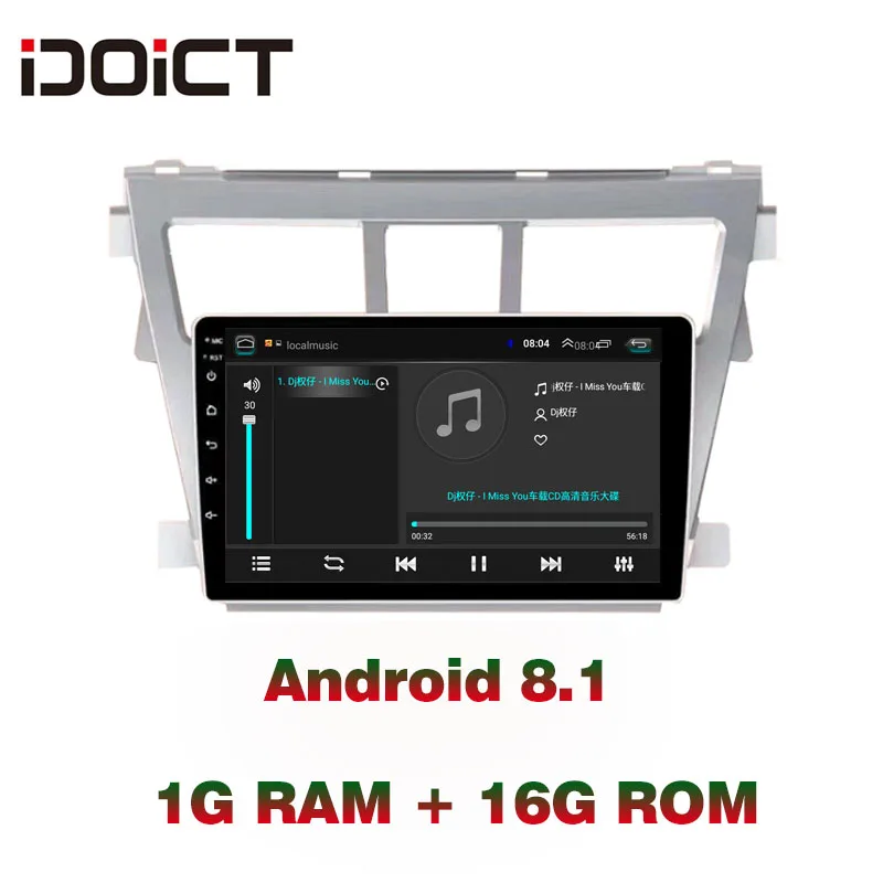 IDOICT Android 8 1 автомобильный DVD плеер GPS навигация Мультимедиа для Toyota Vios Yaris радио
