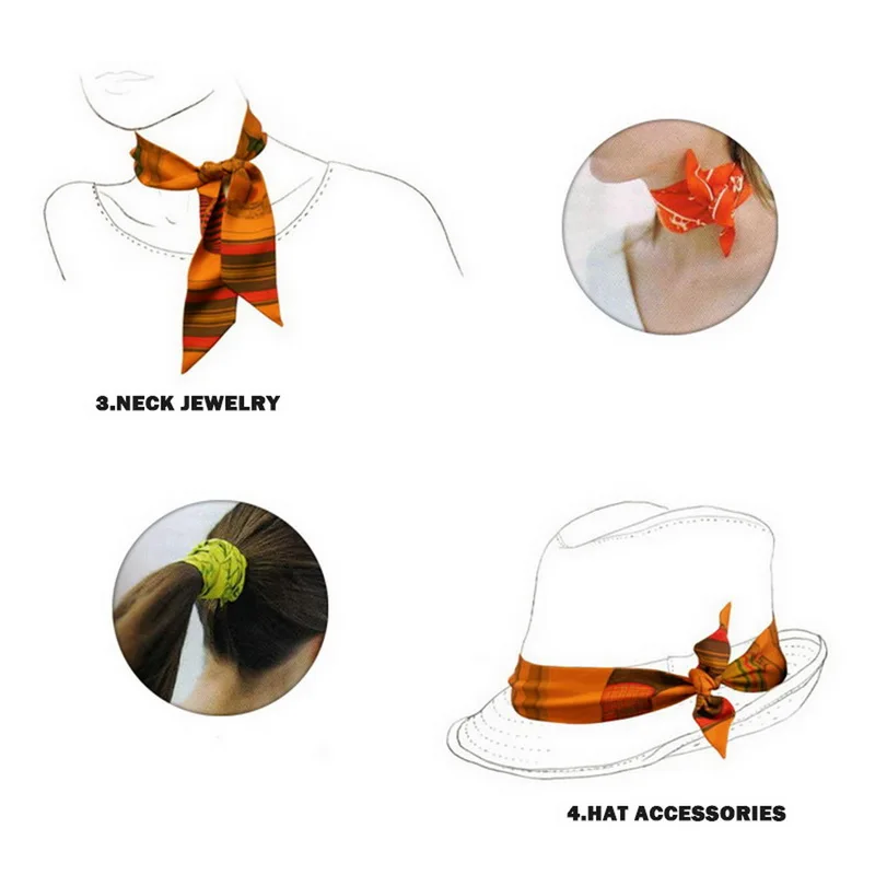 

Women Mini Twill Floral Scarf Handle Tie Bag Belt Strap Handbag Accessories Headband Ribbon Bow Tie Decoration Bag Accessories