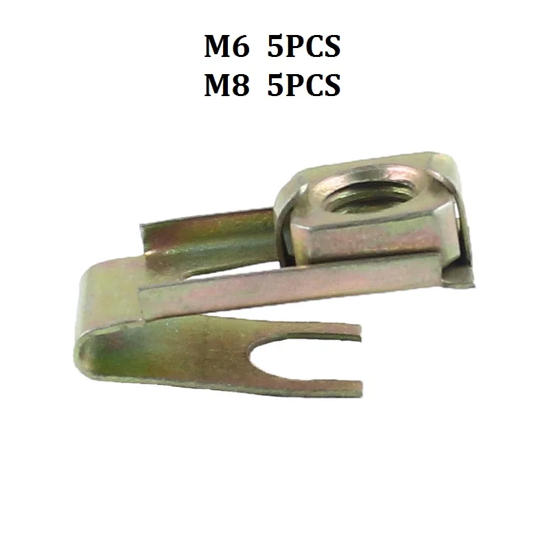 

10 шт. 6 мм 8 мм Винтовые металлические клипсы для пластины U-образные клипсы скоростные гайки для крыла автомобильного номерного знака универсальные