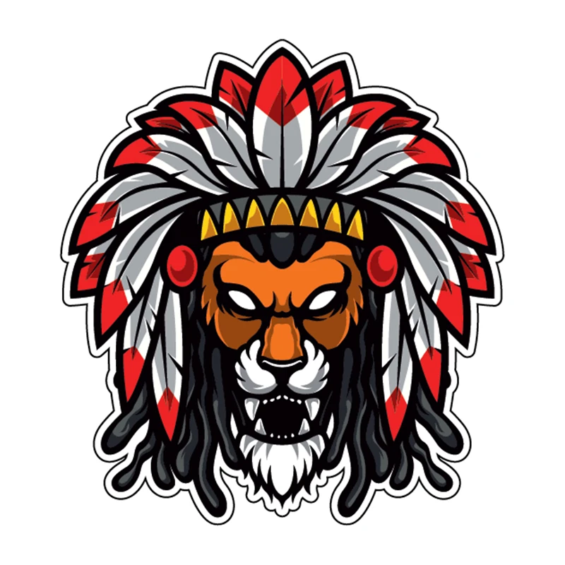 

S40756# Various Sizes Self-adhesive Decal Lion With Red Feathers Car Sticker Waterproof Auto Decors on Bumper Rear Window