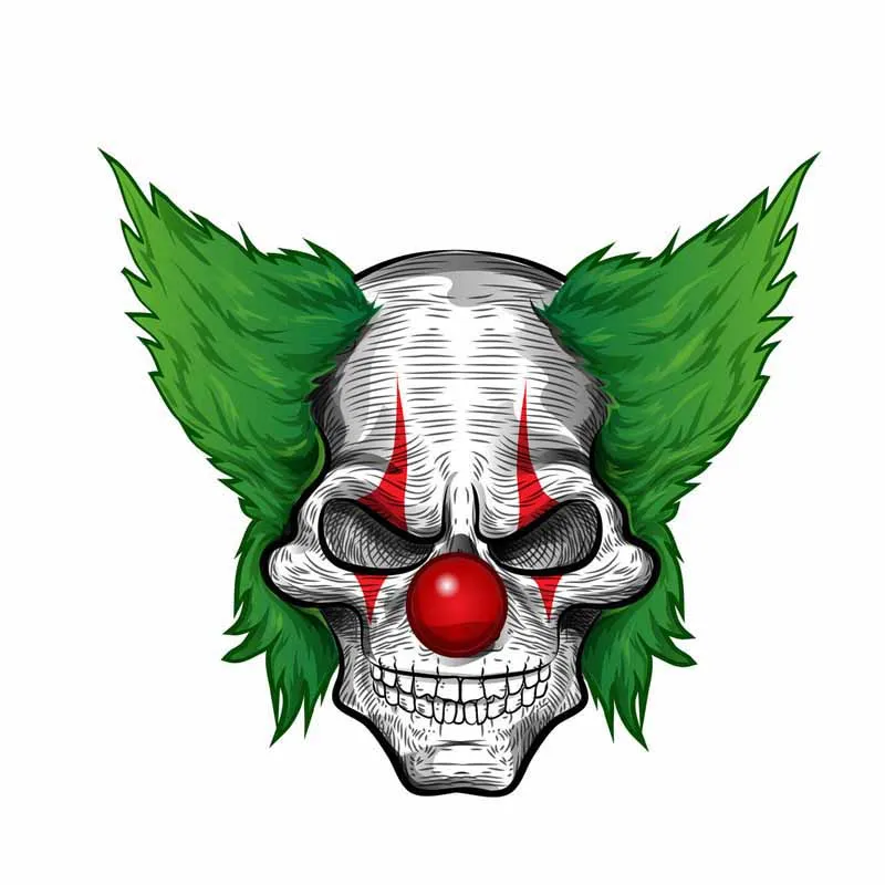 

Funny Motorcycle PVC 15cm X 13cm Skull Clown Car Sticker Accessories Cover Scratches Waterproof Decal