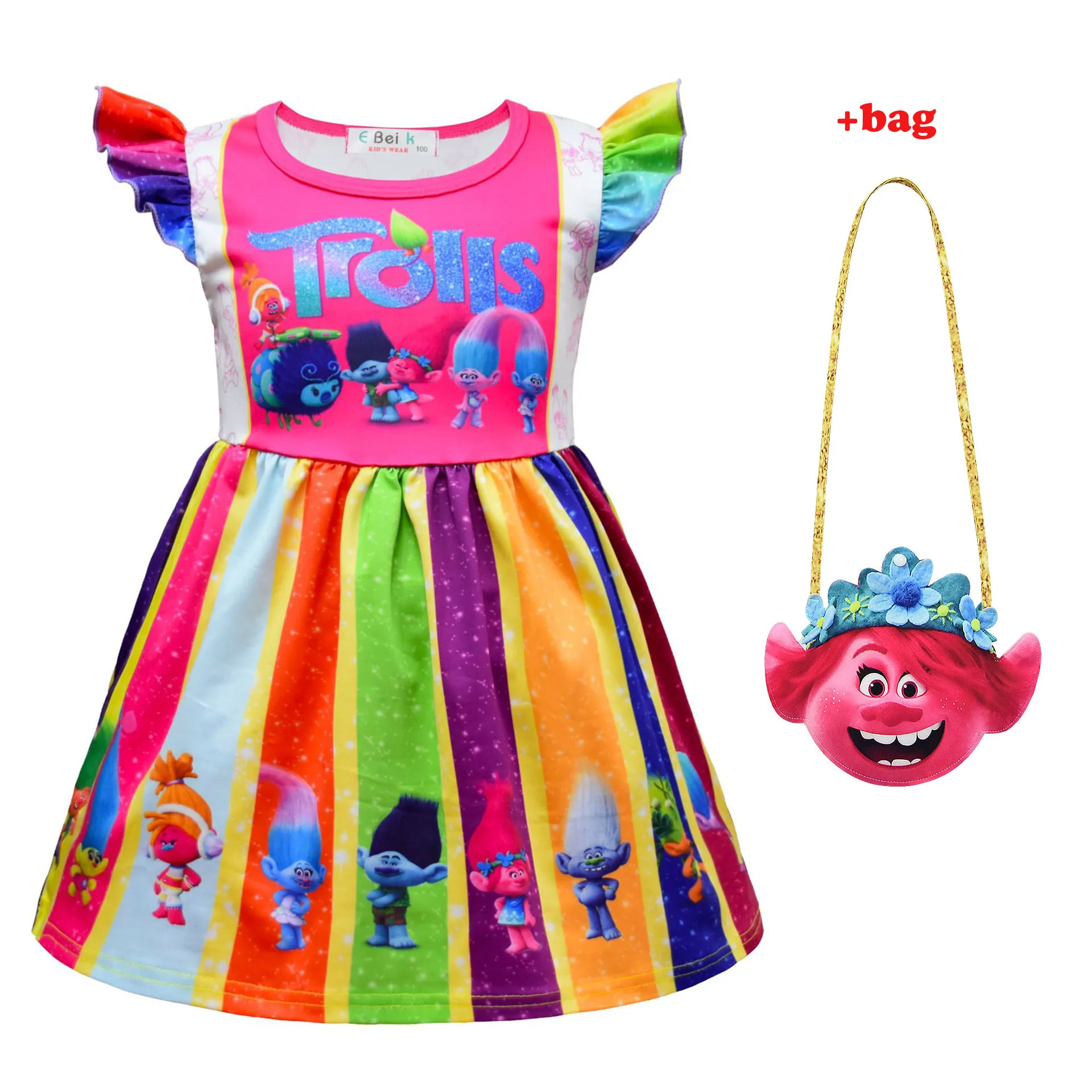 Детские костюмы для девочек платье + сумка костюм тролля Маскарадное на Хэллоуин