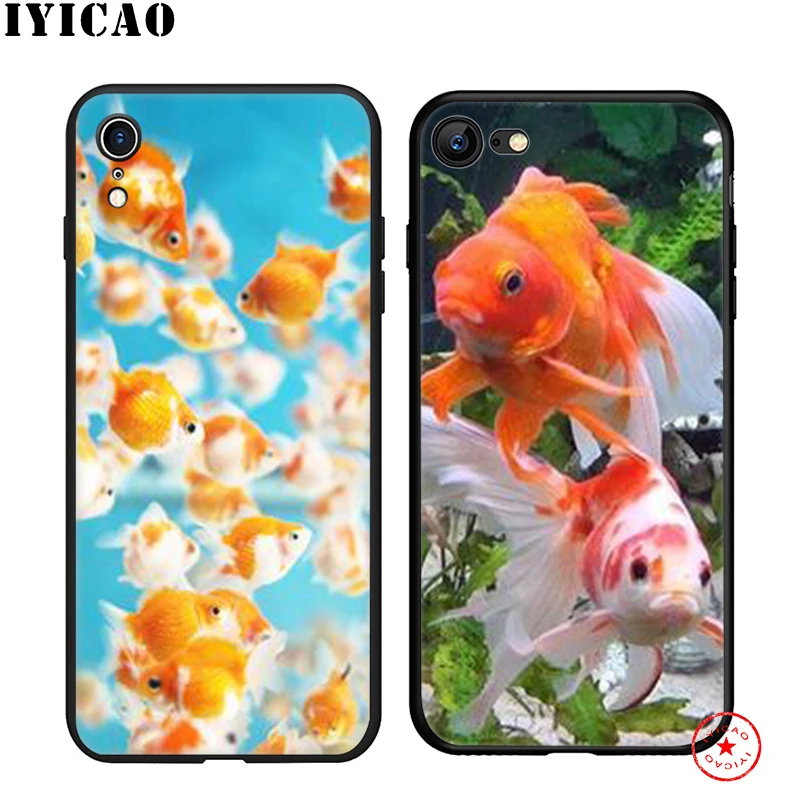 Мягкий чехол IYICAO gold Koi fish для iphone 11 Pro Xr Xs Max 6 6s 7 8 Plus 5 5S Se из силикона TPU |