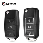 Складной автомобильный ключ KEYYOU с 3 кнопками и дистанционным управлением, чехол-брелок для Volkswagen Vw Jetta Golf Passat Beetle Polo Bora
