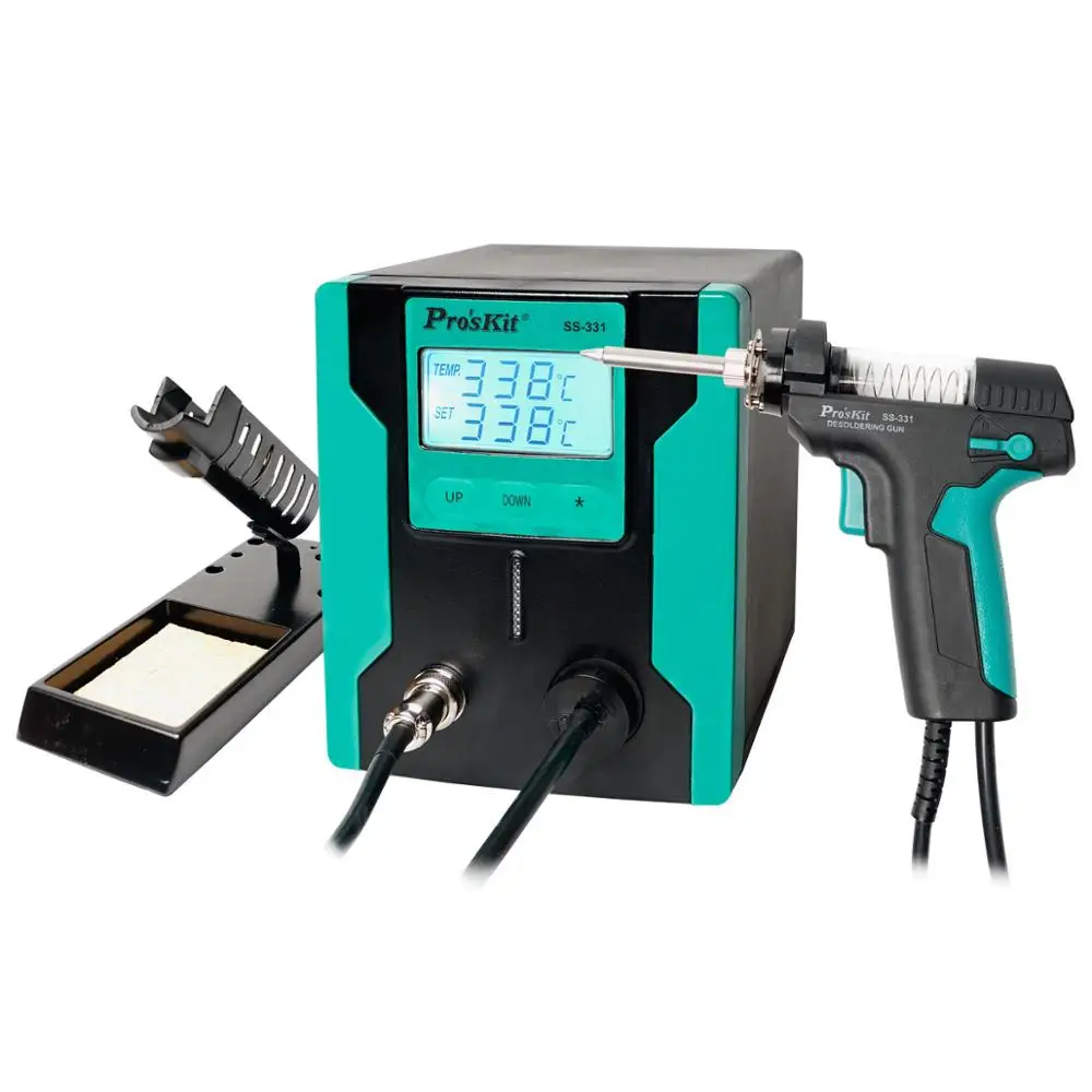 

Pro'sKit SS-331H ESD LCD Digital Desoldering Pump BGA Desoldering Suction Electric Absorb Gun Electric Vacuum Solder Sucker Gun