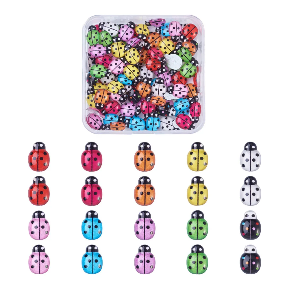 

Ladybug Shape Transparent Flat Back Resin Cabochons Ocean Theme Mixed Color for DIY Earring Jewelry Making Accessories