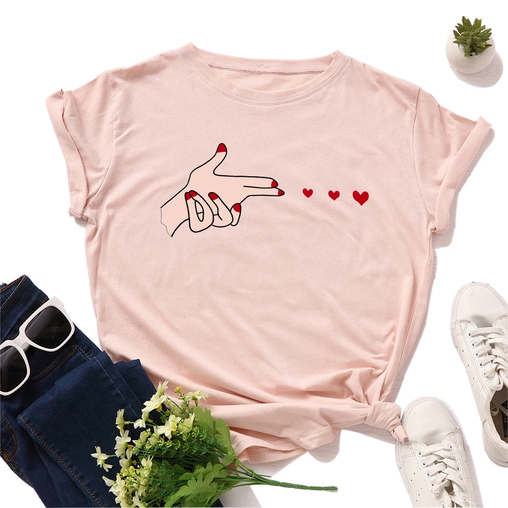 

Women Short Sleeve Cotton T-Shirts Funny Hands Graphic Tees Summer Tee Tops for Female Loose Casual Tee Kawaii Clothes
