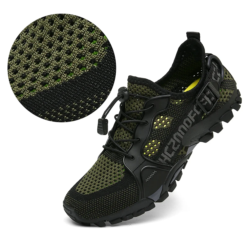

New 2021 Men Outdoor Sneakers Mesh Breathable Hiking Shoes Trail Trekking Shoes Women Mountain Climbing Sports Fishing Trainers
