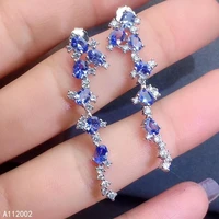 kjjeaxcmy fine jewelry natural tanzanite 925 sterling silver women earrings new ear studs support test fashion