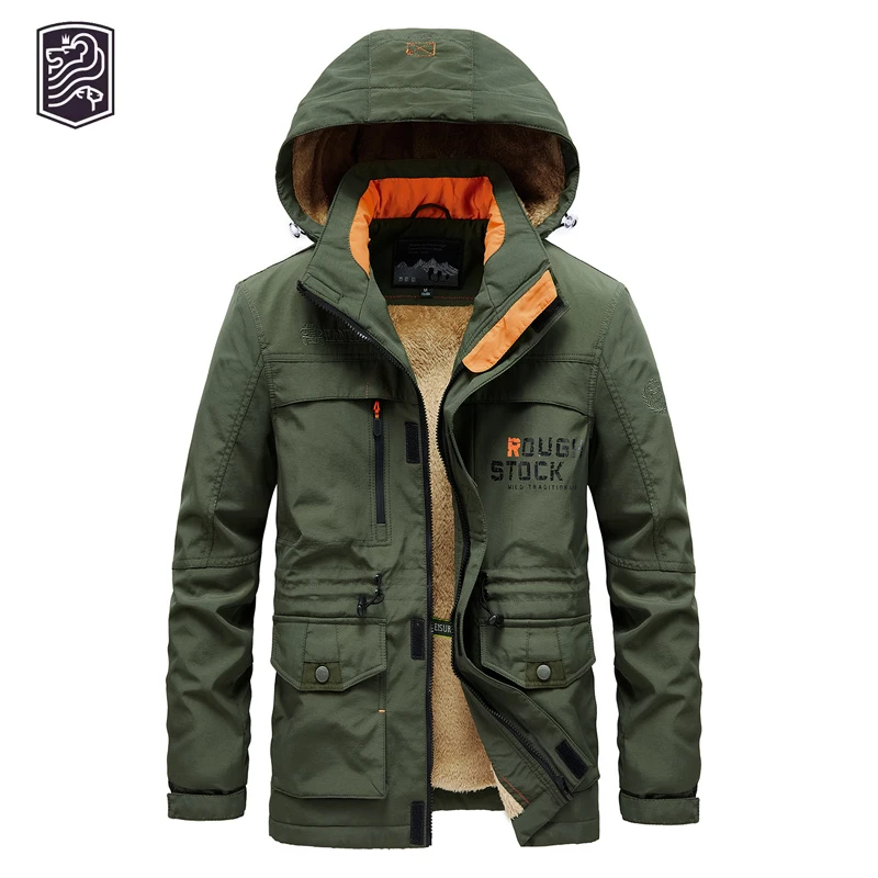 Мужская зимняя куртка на толстой шерстяной подкладке теплая уличная одежда