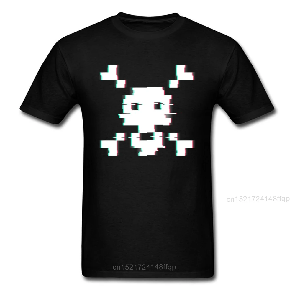 Мужская хлопковая футболка Funk Skull Distort черные и белые топы в стиле хип-хоп