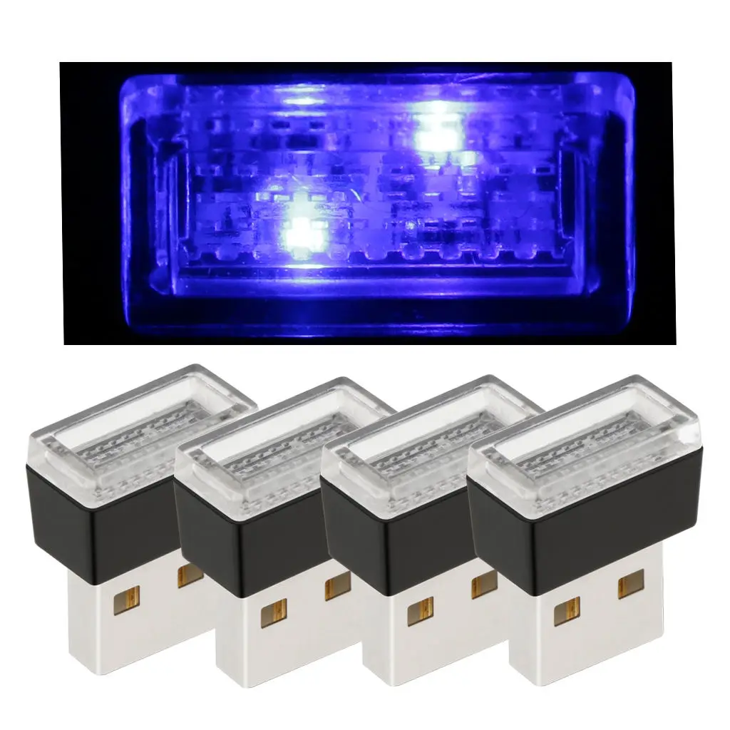 

dolity Mini USB LED Car Interior Light Neon Atmosphere Ambient Lamp Blue Light auxiliary night lighting small size