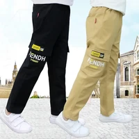 4 18t boy casual trousers for spring autumn 2021 new teenagers clothes pants elastic waist letters print cotton high quality