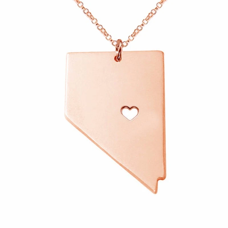 

10pcs/lot Outline Map Necklace I Heart Nevada Map Necklace Nevada Silhouette Jewelry Personalized State Charm Map Necklace