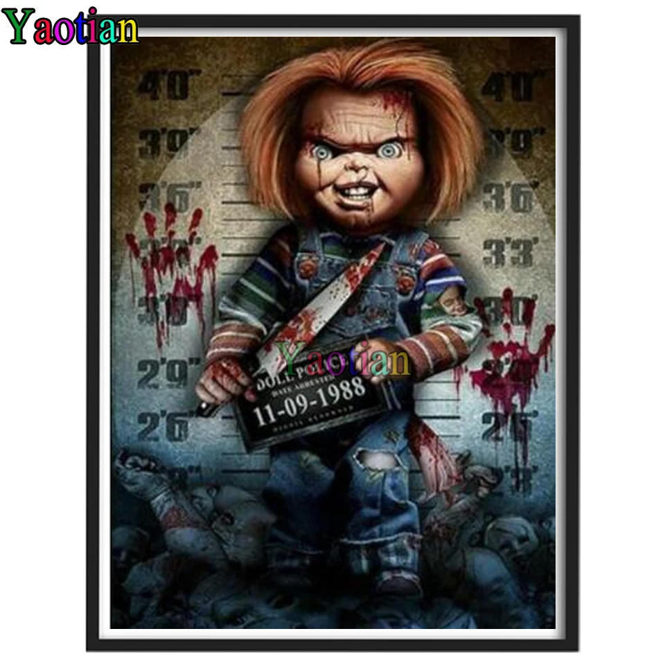 

5D DIY Diamond Embroidery Horror movie Doll Killer Diamond Painting Cross Stitch Needlework Full Mosaic Crafts rhinestones