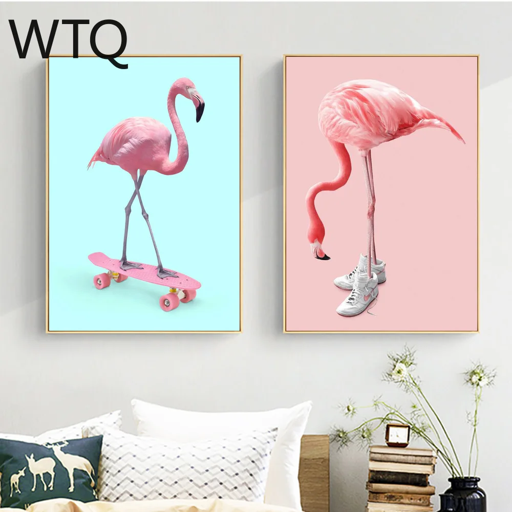 5D Diamond Painting Mosaic Nordic Pink Flamingo Skateboard Diamond Embroidery Full Drill Cross Stitch Kits Wall Art Home Decor